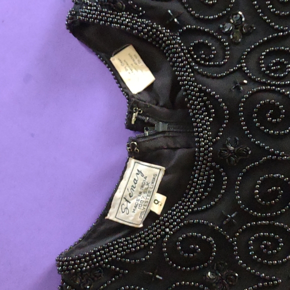 Vintage Stenay black silk sequin dress size 8 - Picture 7 of 14